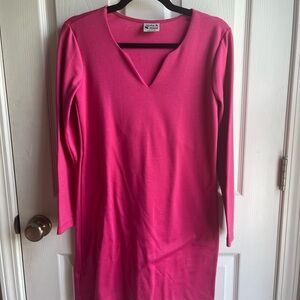 Pink V-Neck Mini Dress